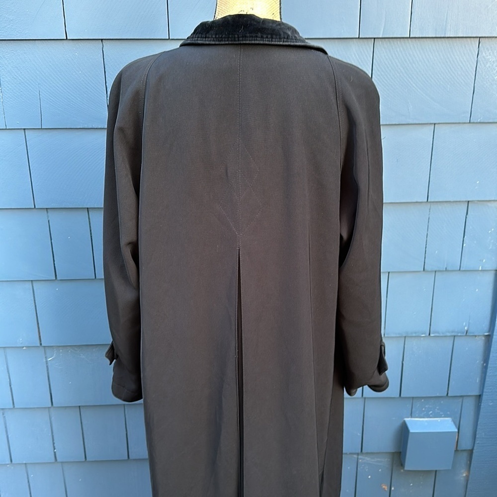 🖤🖤🖤Black trench coat lines hidden button 10 medium velvet collar - Picture 6 of 10